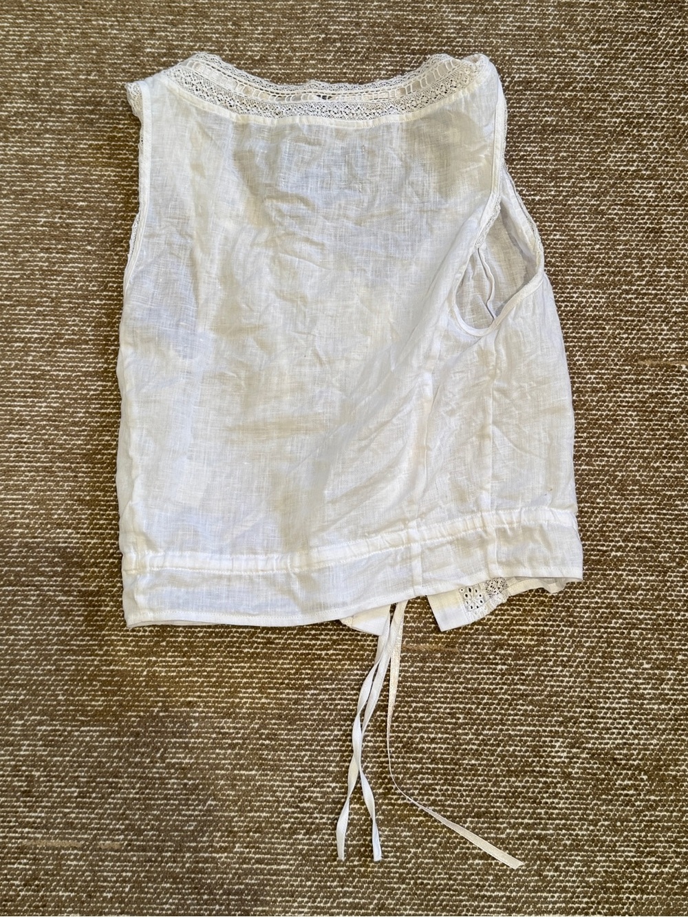 Reformation White Lace-Trim Tie-Front Linen Camisole - Picture 2 of 3